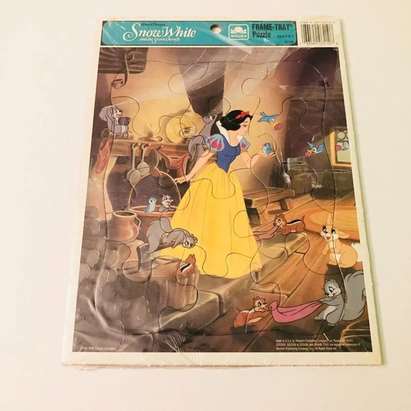 Vintage Golden Frame Tray Puzzles Barbie and Snow White and the Seven Dwarfs - Picture 10 of 16